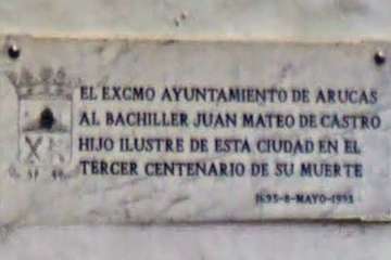Placa en Arucas dedicada a Juan Mateo de Castro (Foto Ramón Díaz)